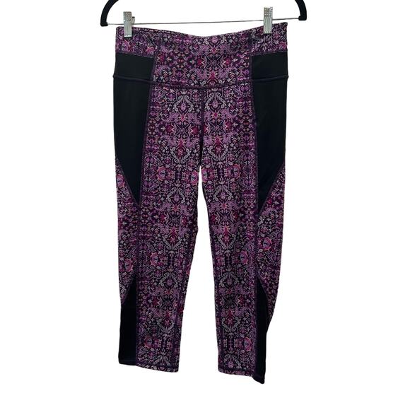 Athleta Pants - Athleta  Chaturanga Leggings Purple Print Crop Size M Activewear Yoga Gym